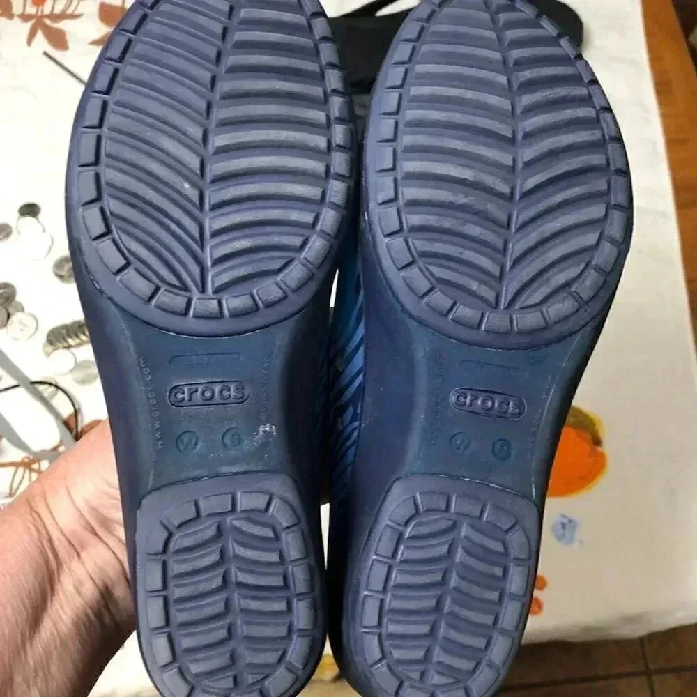 Crocs Blue Zebra Print Wedge Pump 9